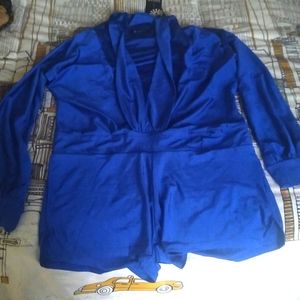 Long sleeve Romper...(shorts) front is cut all the way down ROYAL BLUE
